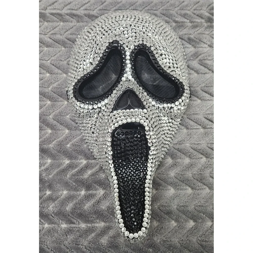 Scream Ghostface Bling Silver Rhinestone Adult Mask‎ Halloween Bedazzled